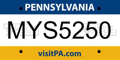 MYS5250 Pennsylvania License Plate