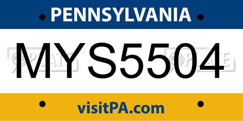 MYS5504 Pennsylvania License Plate
