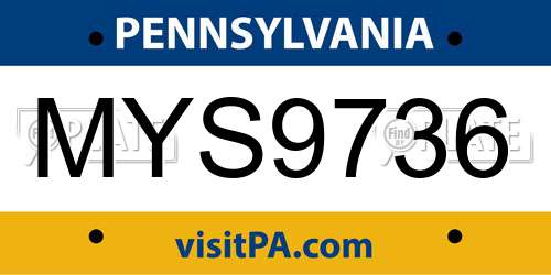 MYS9736 Pennsylvania License Plate