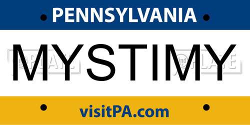 MYSTIMY Pennsylvania License Plate