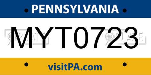 MYT0723 Pennsylvania License Plate
