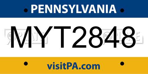 MYT2848 Pennsylvania License Plate