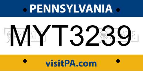 MYT3239 Pennsylvania License Plate