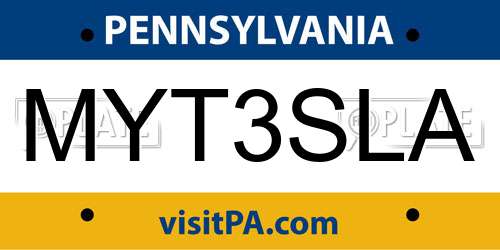 MYT3SLA Pennsylvania License Plate