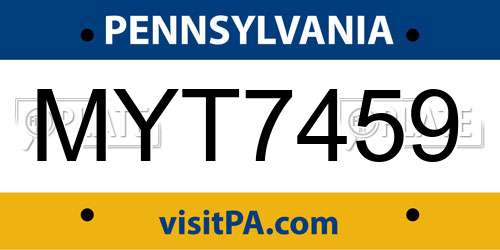 MYT7459 Pennsylvania License Plate