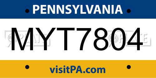 MYT7804 Pennsylvania License Plate