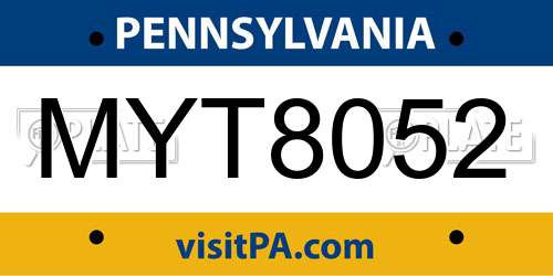 MYT8052 Pennsylvania License Plate