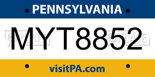 MYT8852 Pennsylvania License Plate