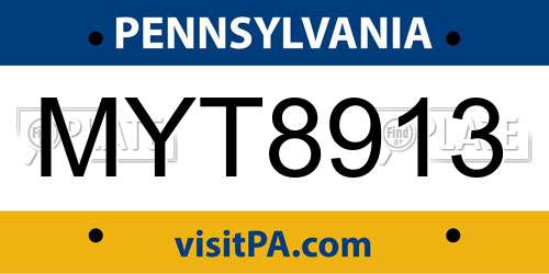 MYT8913 Pennsylvania License Plate
