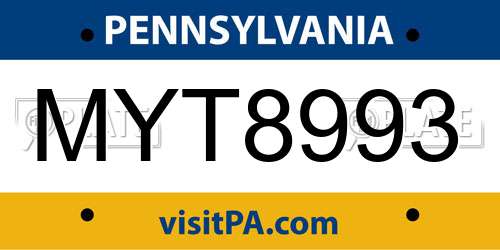 MYT8993 Pennsylvania License Plate
