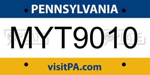 MYT9010 Pennsylvania License Plate