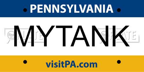 MYTANK Pennsylvania License Plate