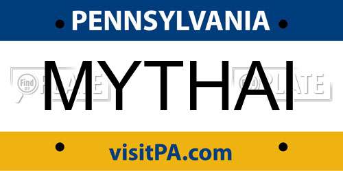 MYTHAI Pennsylvania License Plate