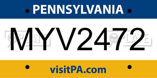 MYV2472 Pennsylvania License Plate