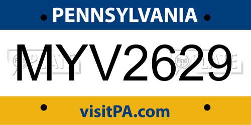 MYV2629 Pennsylvania License Plate