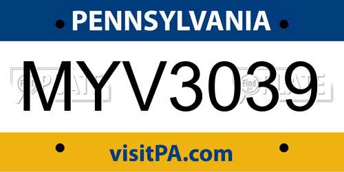 MYV3039 Pennsylvania License Plate