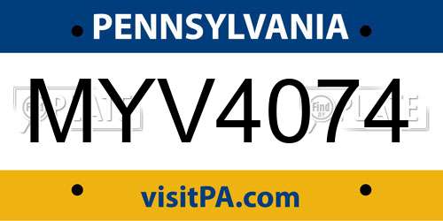 MYV4074 Pennsylvania License Plate