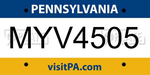 MYV4505 Pennsylvania License Plate