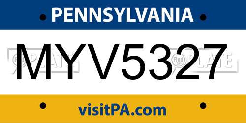 MYV5327 Pennsylvania License Plate