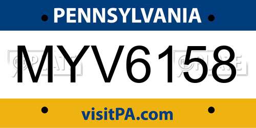 MYV6158 Pennsylvania License Plate