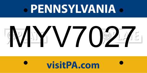 MYV7027 Pennsylvania License Plate