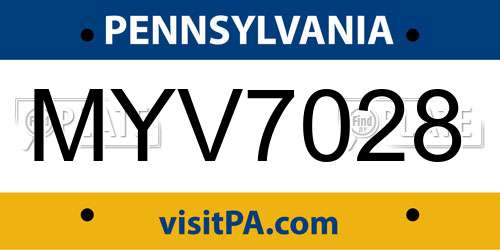MYV7028 Pennsylvania License Plate