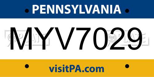 MYV7029 Pennsylvania License Plate