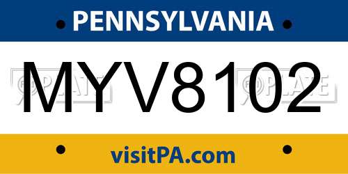 MYV8102 Pennsylvania License Plate