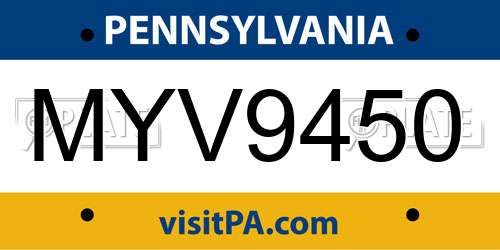 MYV9450 Pennsylvania License Plate