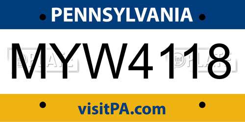 MYW4118 Pennsylvania License Plate