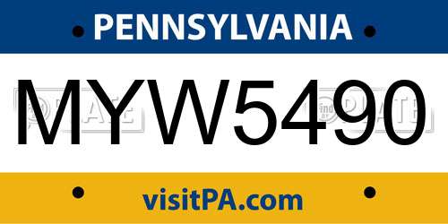 MYW5490 Pennsylvania License Plate