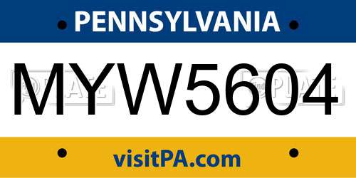 MYW5604 Pennsylvania License Plate
