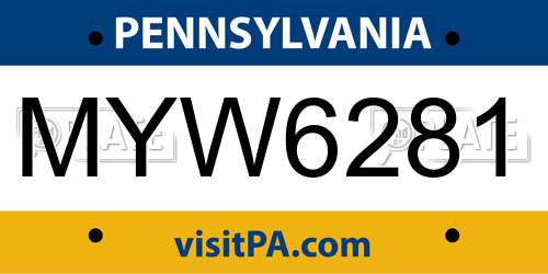 MYW6281 Pennsylvania License Plate