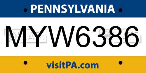 MYW6386 Pennsylvania License Plate