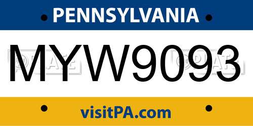 MYW9093 Pennsylvania License Plate
