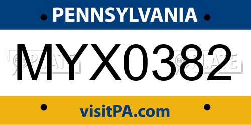 MYX0382 Pennsylvania License Plate