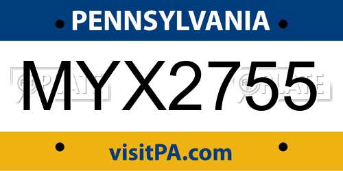 MYX2755 Pennsylvania License Plate