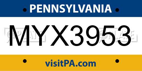 MYX3953 Pennsylvania License Plate