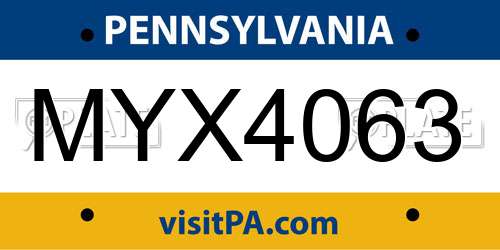 MYX4063 Pennsylvania License Plate