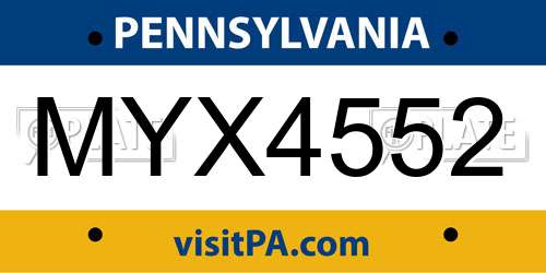 MYX4552 Pennsylvania License Plate