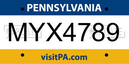 MYX4789 Pennsylvania License Plate