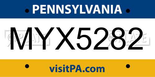 MYX5282 Pennsylvania License Plate