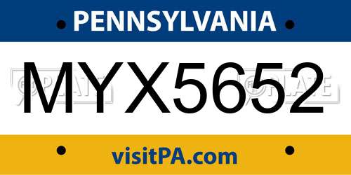 MYX5652 Pennsylvania License Plate