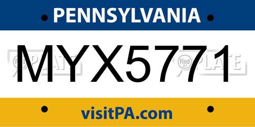 MYX5771 Pennsylvania License Plate