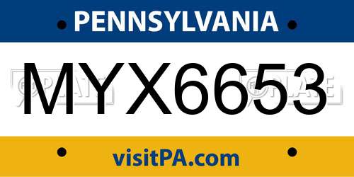 MYX6653 Pennsylvania License Plate