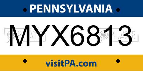 MYX6813 Pennsylvania License Plate