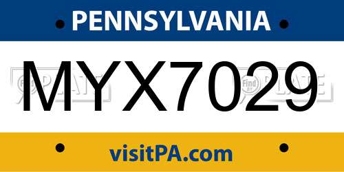 MYX7029 Pennsylvania License Plate