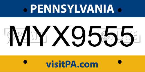 MYX9555 Pennsylvania License Plate