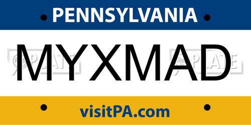 MYXMAD Pennsylvania License Plate