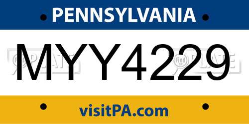MYY4229 Pennsylvania License Plate